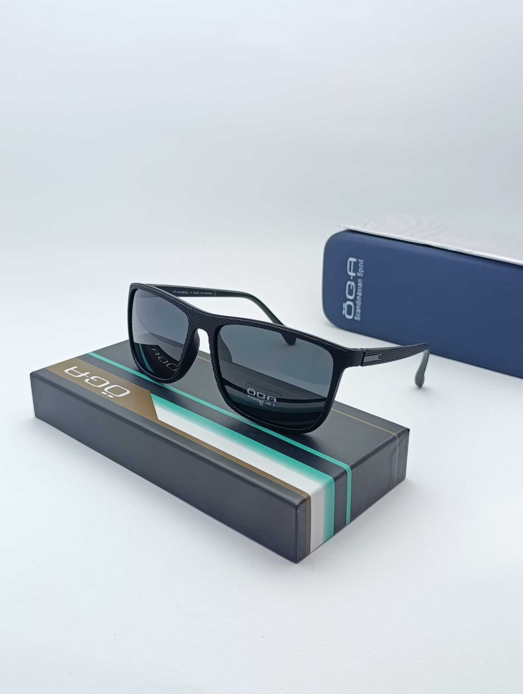 عینک آفتابی مردانه اوگا مدل P78013 با فریم بافت‌دار مشکی