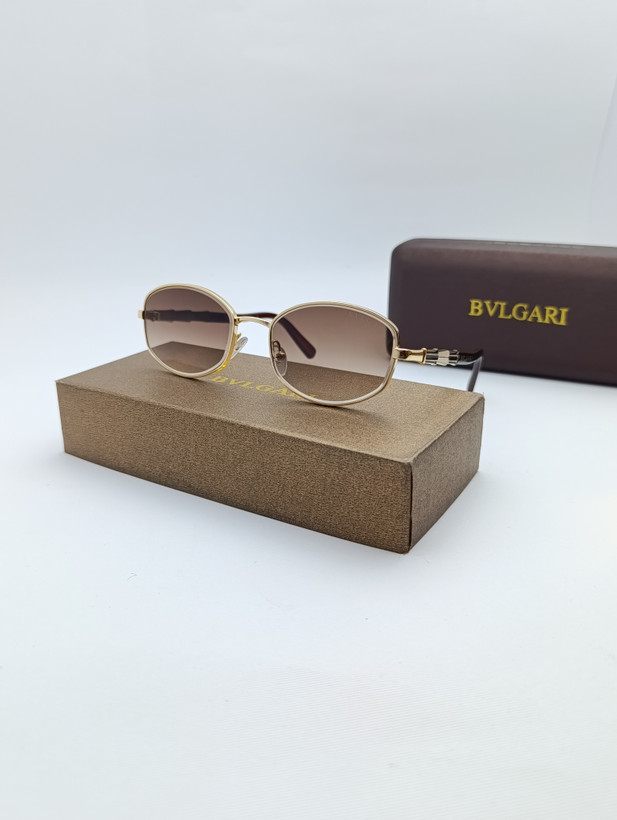 عینک آفتابی زنانه فریم فلزی طلایی Bulgari C626 با عدسی قهوهای هایلایت