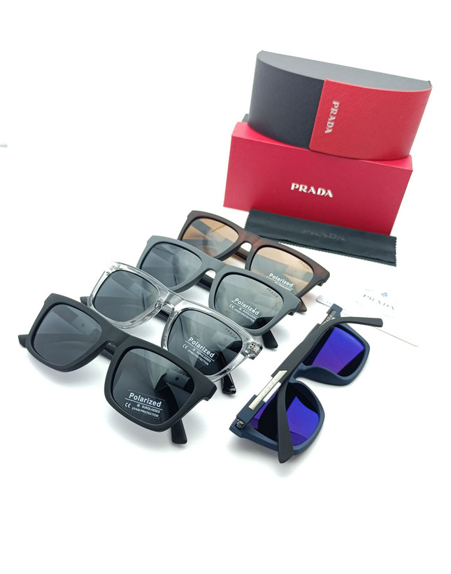 عینک آفتابی مردانه پرادا P8322 با فریم کائوچویی رنگ بندی کامل