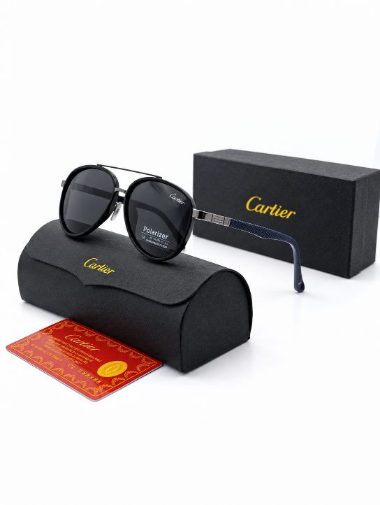 عینک آفتابی مردانه کارتیر P5300 مشکی براق با عدسی تیره